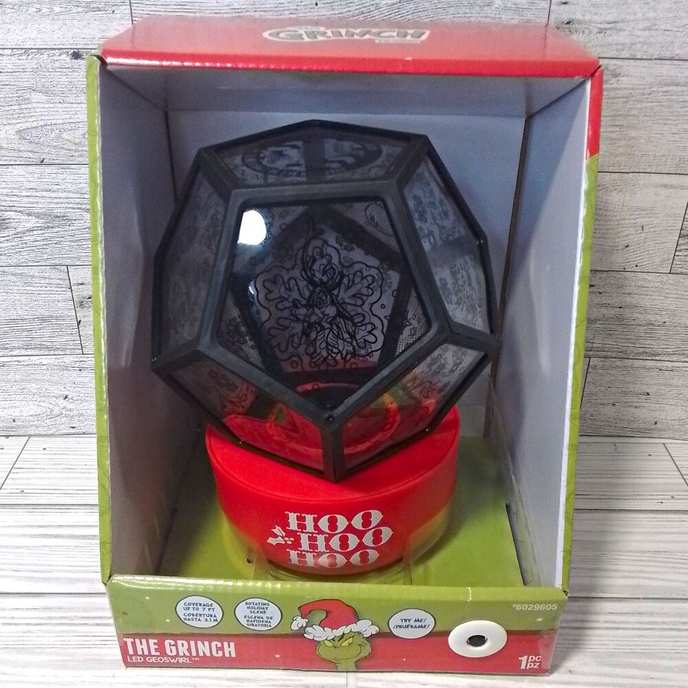 Gemmy The Grinch LED Geoswirl Light Show Color Changing Green Battery Operated
